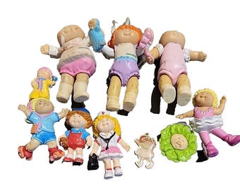 VTG Cabbage Patch Kids Mini PVC Kavelfiguren Jaren 80 Rubber Plastic 3" Speelgoed