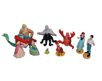 Vintage Disney Princess Ariel De Kleine Zeemeermin PVC-figuurtjes, taarttoppers, Zeeheks