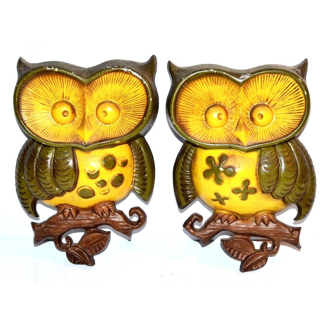 MCM Vintage Owls Sexton Metal Wall Art Decor Cast Aluminum Etsy