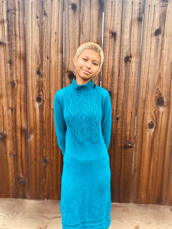 Blue knit dress