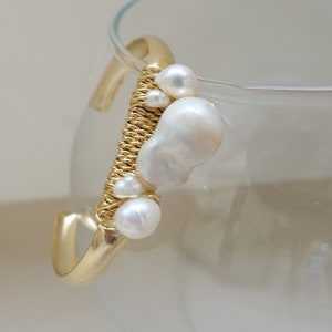 Genuine Natural Pearl Bracelet. Loop Bangle Baroque Pearl Bracelet. Cuff Real Pearl Bracelet. Real Pearl Bangle Bracelet. Handmade Bracelet