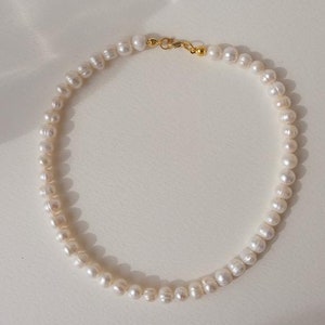 Natural pearl necklace, real pearl necklace choker, pearl necklace, freshwater pearl necklace, round pearl necklace image 3