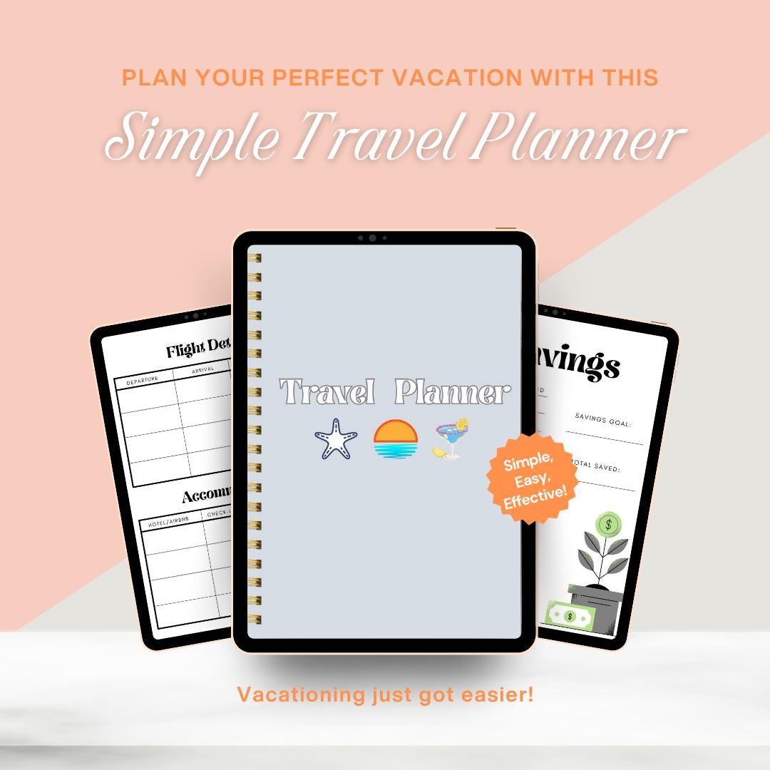 Digital Travel Planner | Printable Vacation Organizer | Editable Canva ...