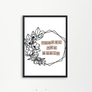Travel the World Print, Travel Print, Wall art, Digital Print, Travel Quote, Travel Wall art, Travel Printable