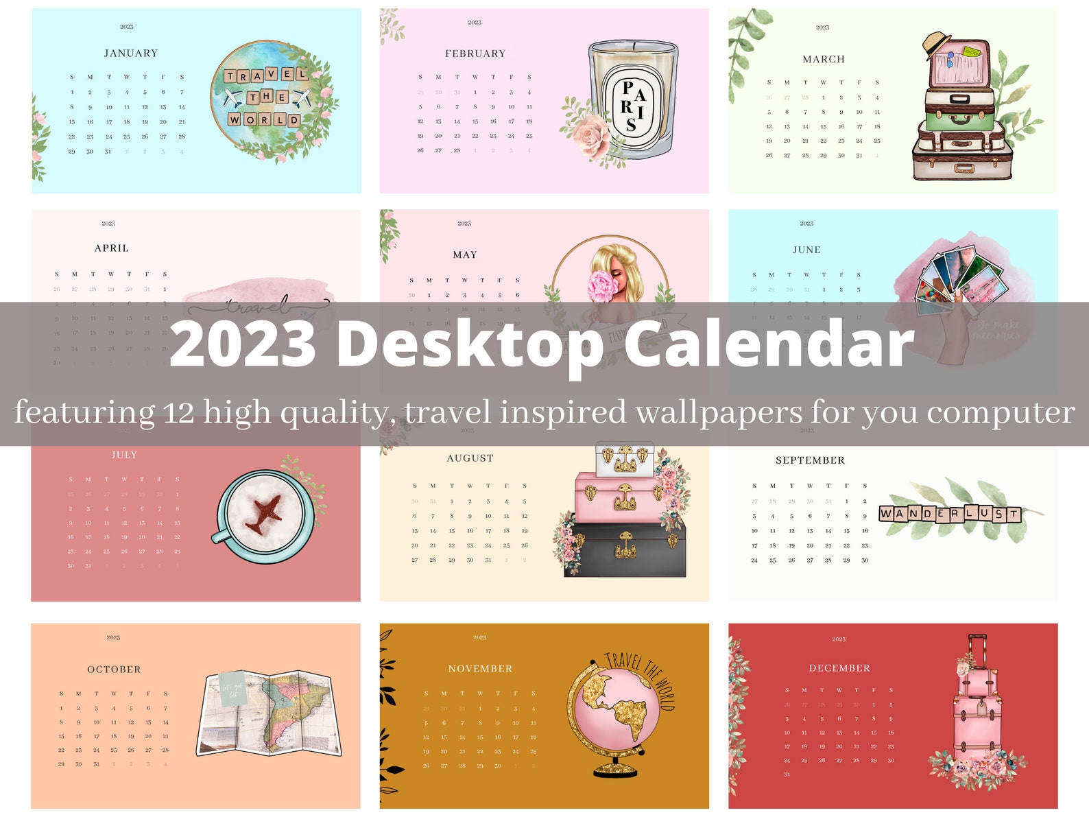 2023 Desktop Wallpaper Calendar, Desktop Wallpaper, 2023 Desktop