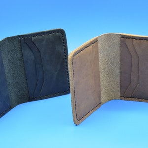 Bi-Fold Mini Wallet Vollkorn echtes Leder 100% handgefertigte minimalistische Brieftasche