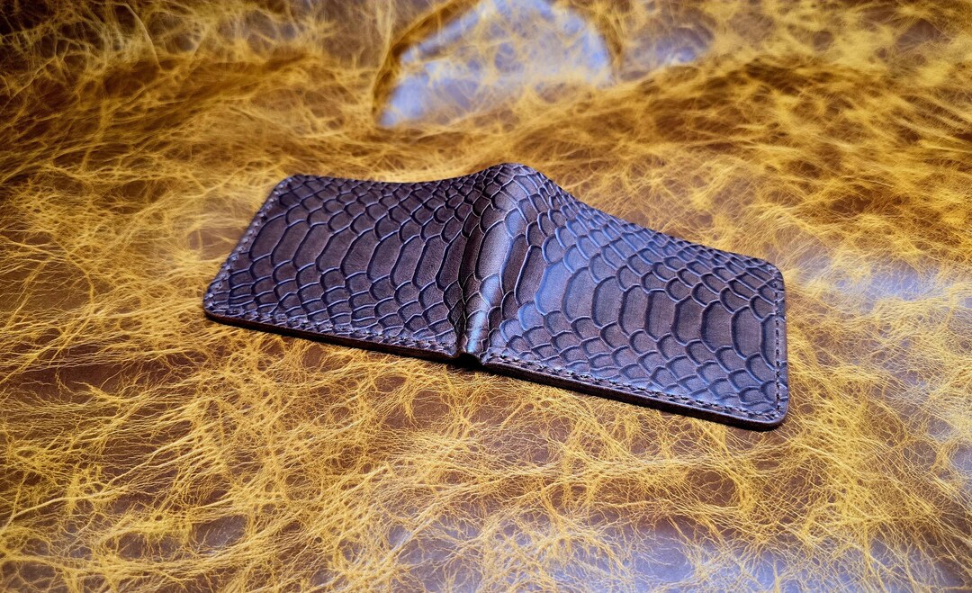 Bi-fold Wallet Genuine Leather Python Embossed 100% Handmade Wallet for ...