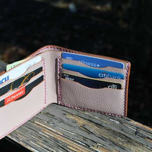 Bi-Fold Brieftasche aus echtem Leder Ziegenleder 100% handgefertigte Brieftasche für Männer