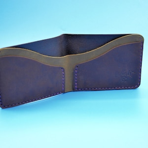 Bi-Fold-Geldbörse aus echtem Crazy Horse-Leder, 100 % handgefertigt, für Herren