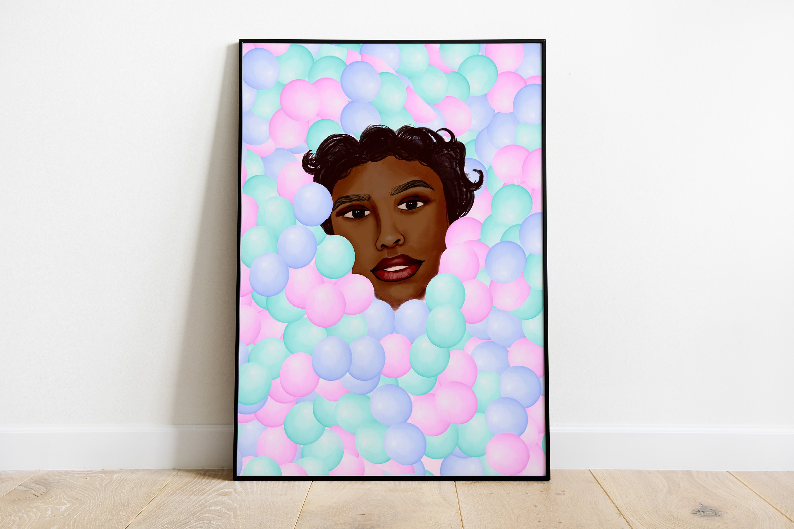 Affiche Décoration Pastel Illustration Femme Teint Foncé Multi Couleur, Différentes Tailles Disponib