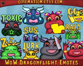 World of Warcraft Dragonflight Emotes Pack | 10 Dragon Twitch Emotes WoW