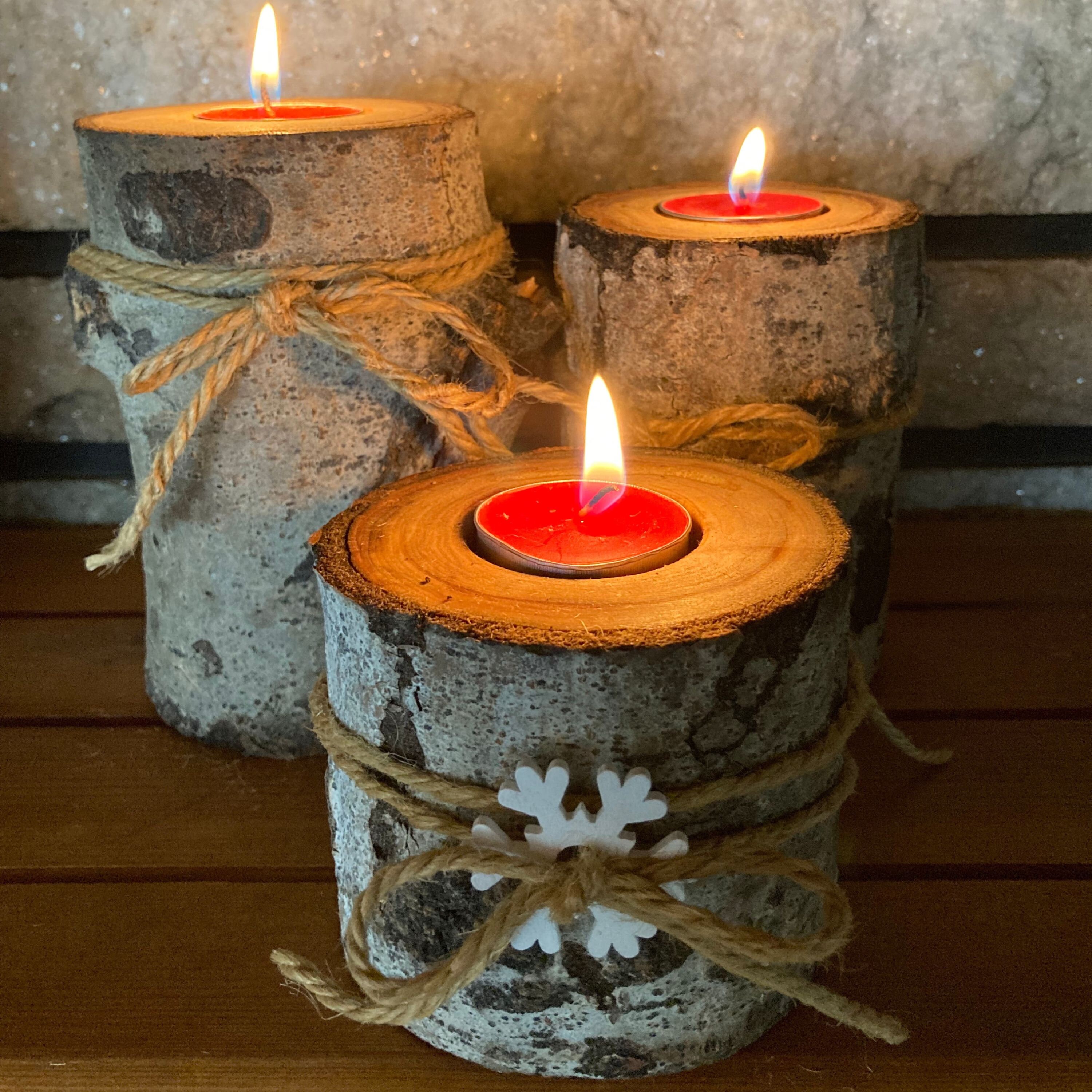Aspen Candle Holders, Set of 3 Aspen Tea Light Candle Holders, Rustic