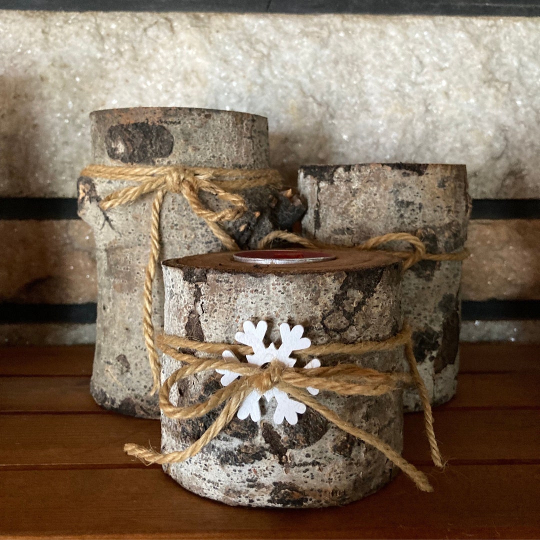 Aspen Candle Holders, Set of 3 Aspen Tea Light Candle Holders, Rustic
