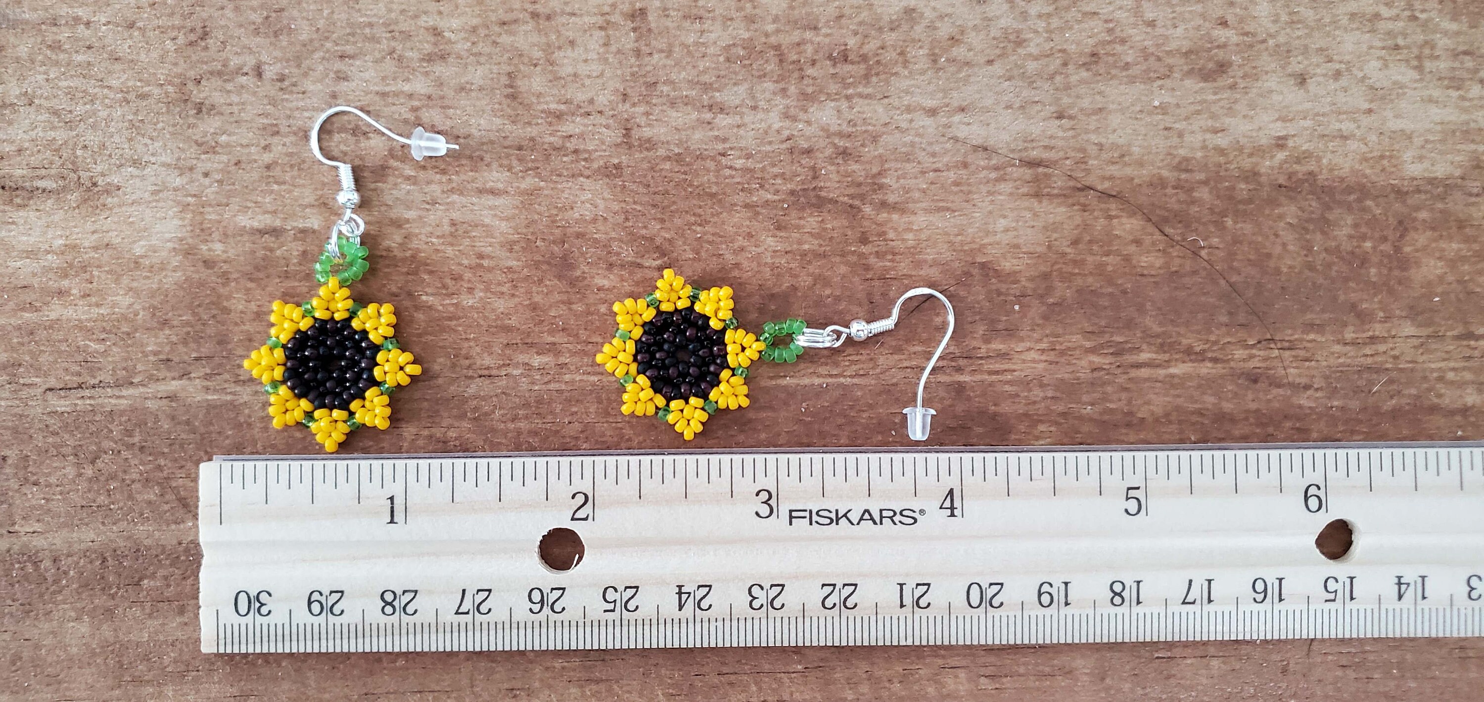 Beaded sale sunflower earrings