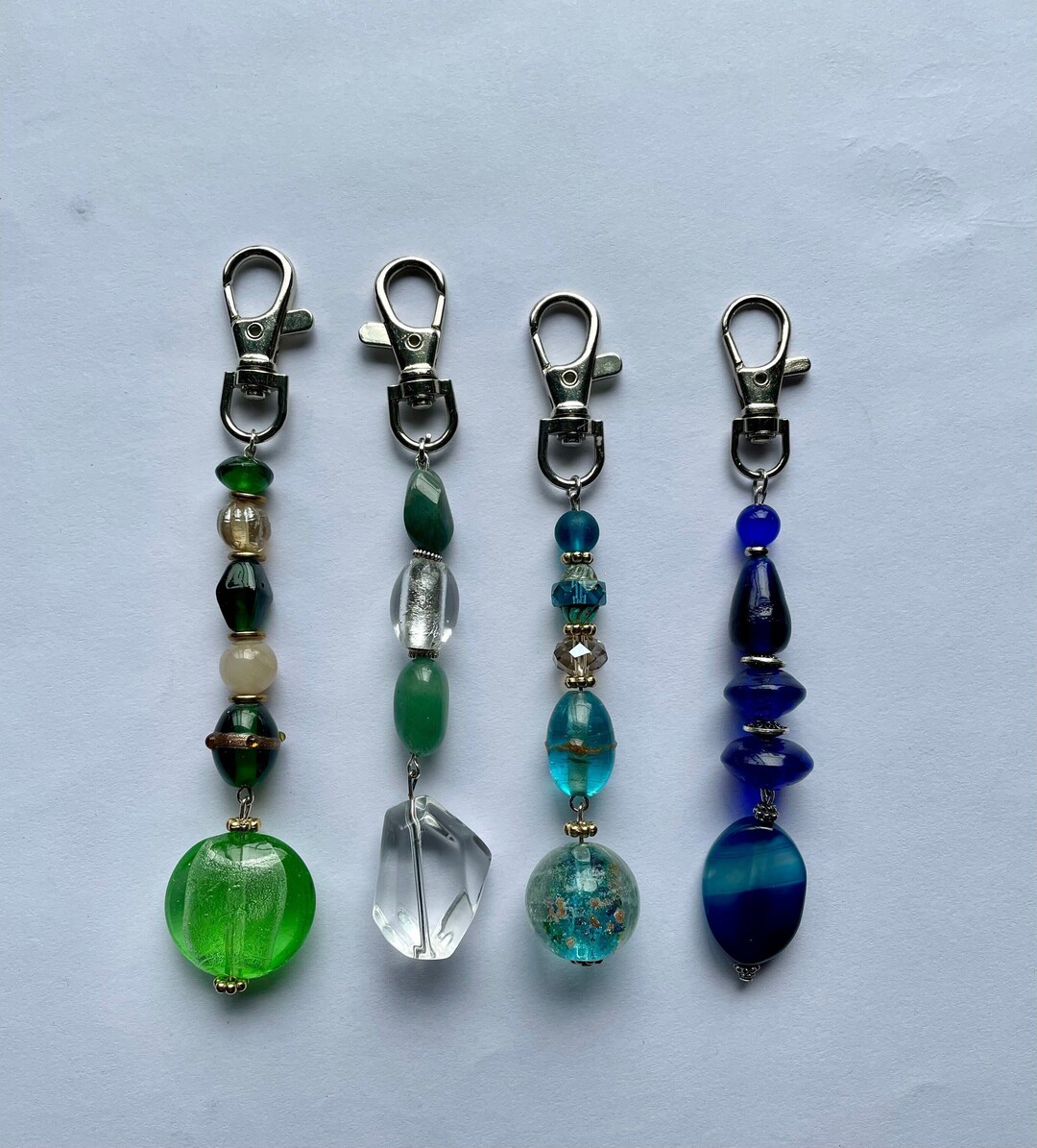 Vintage Bead Keychain / Fancy Beaded Keychain / Unique Glass Bead