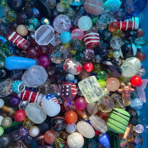 Bulk beads / bead soup / glass and crystal beads / mixed variety bead soup for crafting or jewelry making / 1.5 lbs mixed beads