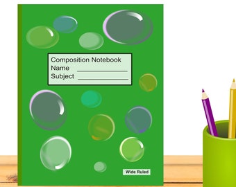 Composition Notebook for Kids, Bubbles Notebook, Journal, Lined Pages, Wide Ruled