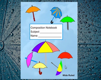 Composition Notebook for Kids, Umbrella, Journal, Lined Pages, Wide Ruled