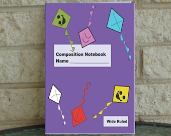 Kites Composition Notebook for Kids: Wide Ruled, 110 Pages