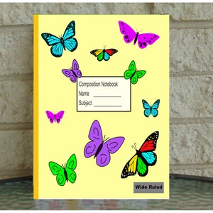 Composition Notebook for Kids, Butterflies Wide Ruled Notebook: Butterflies, Wide Ruled, 110 Pages, 7.5 X 9.25 in, Paperback