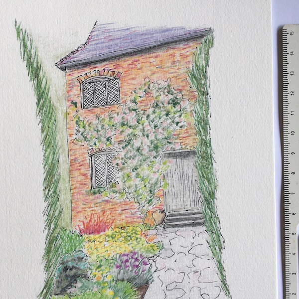 a cottage in Sissinghurst gardens print - 1 0f 3 size A5