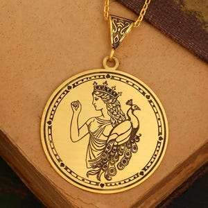 Hera Goddess Medallion Necklace 925 Sterling Silver Greek Jewelry