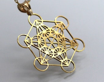 14k 18k Metatron Cube Real Solid Gold Pendant - Gold in Metatron - Sacred Geometry  - 14k Gold in Metatron - 18k Gold in Metatron