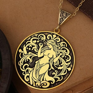 Aphrodite Medallion Pendant 925 Sterling Silver Greek Goddess Necklace