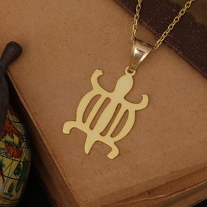 14k Gold Denkyem Crocodile Pendant: Adinkra Ghana Necklace