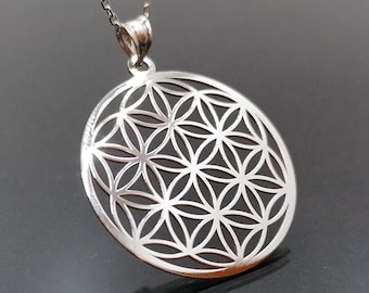 Flower Of Life 925 Sterling Silver Pendant - 30 mm Flower Of Life Necklace - Flower of life Chain - Jewelry Life Flower