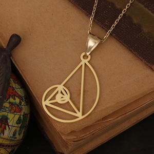 14k Solid Gold Fibonacci Necklace: Sacred Geometry Pendant