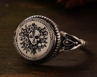 Persephone-ring handgemaakte 925 sterlingzilveren Griekse godin sieraden