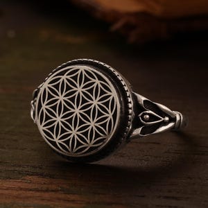 Flower of Life Ring: 925 Sterling Silver Yoga Jewelry