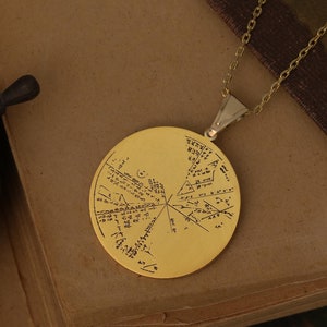Collar con colgante de oro real de 14 quilates y 18 quilates con mapa del cielo sumerio - Oro en el mapa del cielo sumerio - Mitología sumeria - Oro en el mapa sumerio