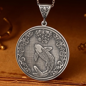 Koi Fish 925 Sterling Silver Pendant: Lucky Asian Necklace