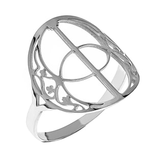 Sterling Silver Vesica Pisces Ring - Geometric Symbol Jewelry
