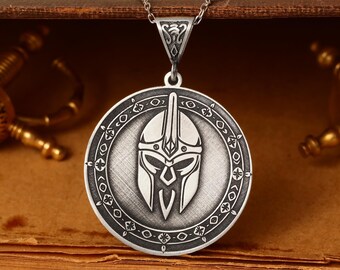 Warrior Spartan Helmet 925 Sterling Silver  Pendant Necklace