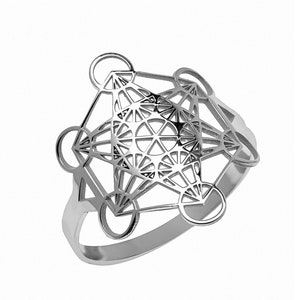 Metatrons Würfel Ring 925 Sterling Silber Ring - Silber Heilige Geometrie - Meditation Symbol - Symbol Ring - Metatron Ring