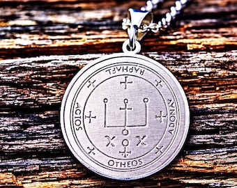 Collar con sello de arcángel en plata de ley 925 - Colgante con sello angelical - Talismán de protección - Joyería de geometría sagrada - Regalo espiritual