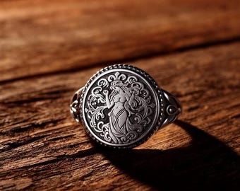 925シルバーのアフロディーテリング：愛の女神のお守りジュエリー