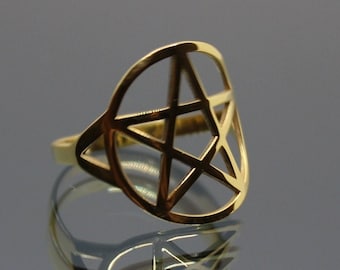 Star Ring 14k 18k Solid Gold -  Pentagram Ring - Witches  Mystic Ring  - Pentacle Ring  - Personalized jewelry - Gold in star ring