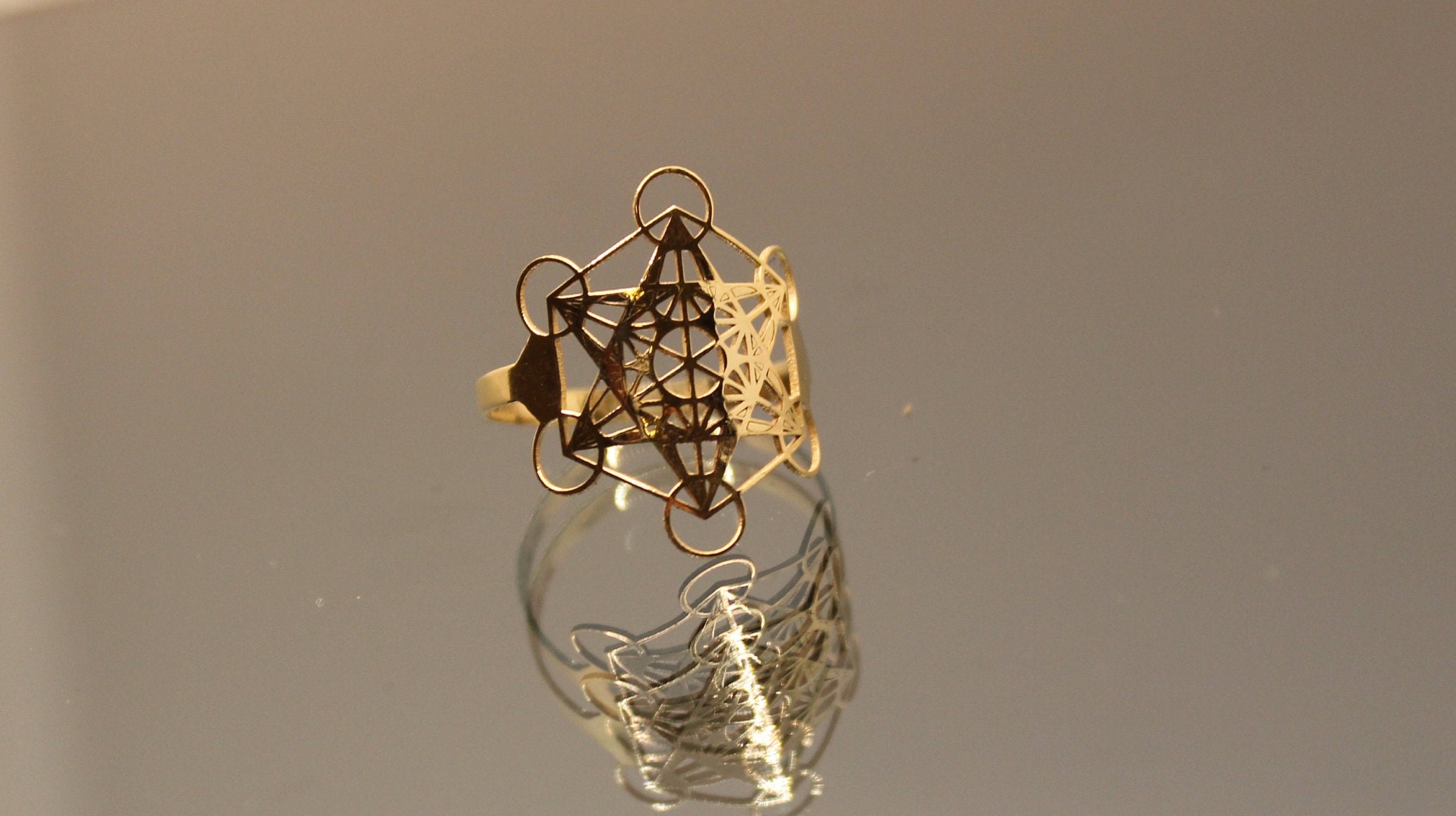 Metatron's Cube Ring 14k 18k Real Gold Special Desing Etsy