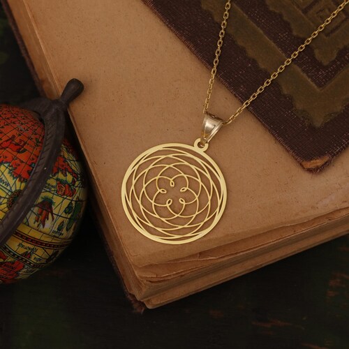 Joyas Rosa de Venus de oro macizo de 14K o 18K, Geometría Sagrada