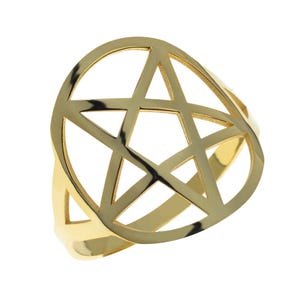 14k Solid Gold Star Ring: Pentagram, Witch, Mystic, Pentacle