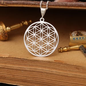 Colgante Flor de la Vida en Plata de Ley 925 - Collar Flor de la Vida de 30 mm - Cadena Flor de la Vida - Joyería Flor de la Vida