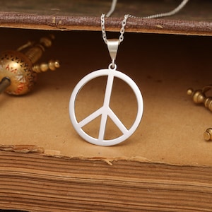 Peace Symbol 925 Sterling Silber Halskette - Handgemachter Charm Anhänger