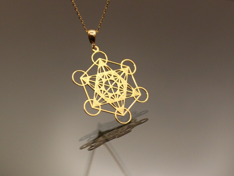 14k 18k Metatron Cube Real Solid Gold Pendant Gold in Etsy