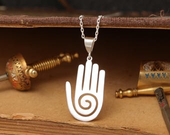 Pingente de Mão Hopi: Joia Espiritual de Yoga em Prata Esterlina 925