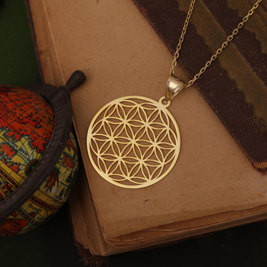 14K - 18K ソリッドゴールド フラワーオブライフペンダント：幾何学