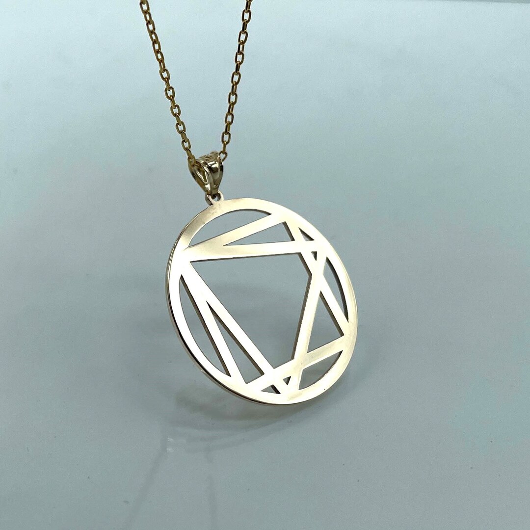 Gann Symbol 14k 18k Real Gold Necklace Pendant Gann Symbol Necklace Mysterious Emblem Gold in
